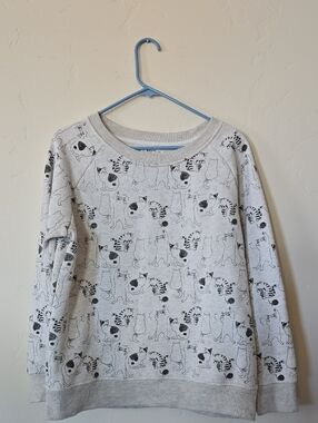 Gray Cat Print Pajama Top